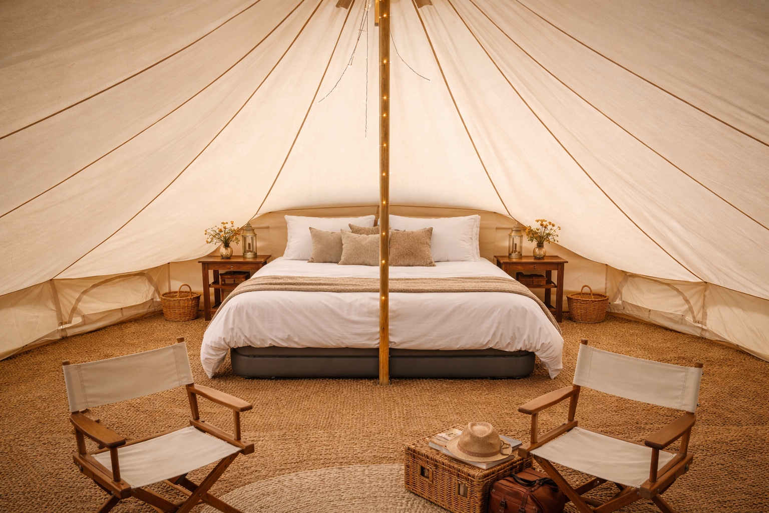 Interior of a furnished bell tent